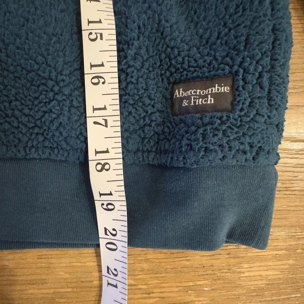 Abercrombie Kids 1/4 Snap Sherpa Fleece Mock Neck Pullover-Teal-Unisex Size 9-10